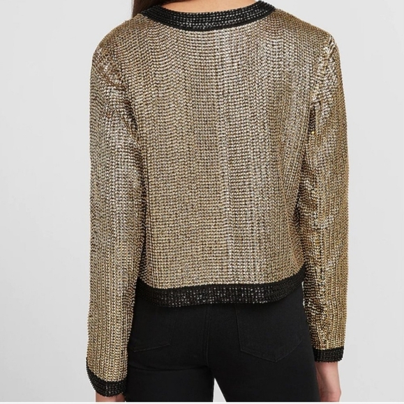 Express Contrast Trim Sequin Jacket Size Large .. - Picture 2 of 8
